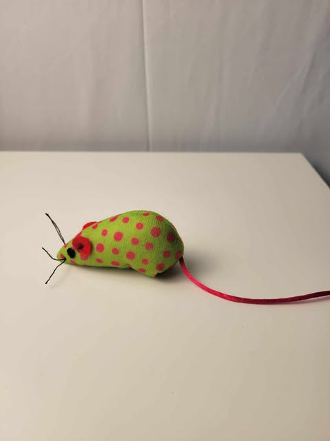 Peluche pour chat - Souris à pico verte et rose