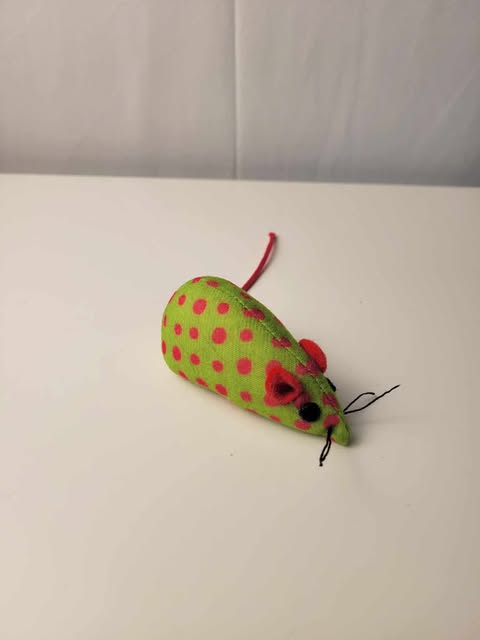 Peluche pour chat - Souris à pico verte et rose