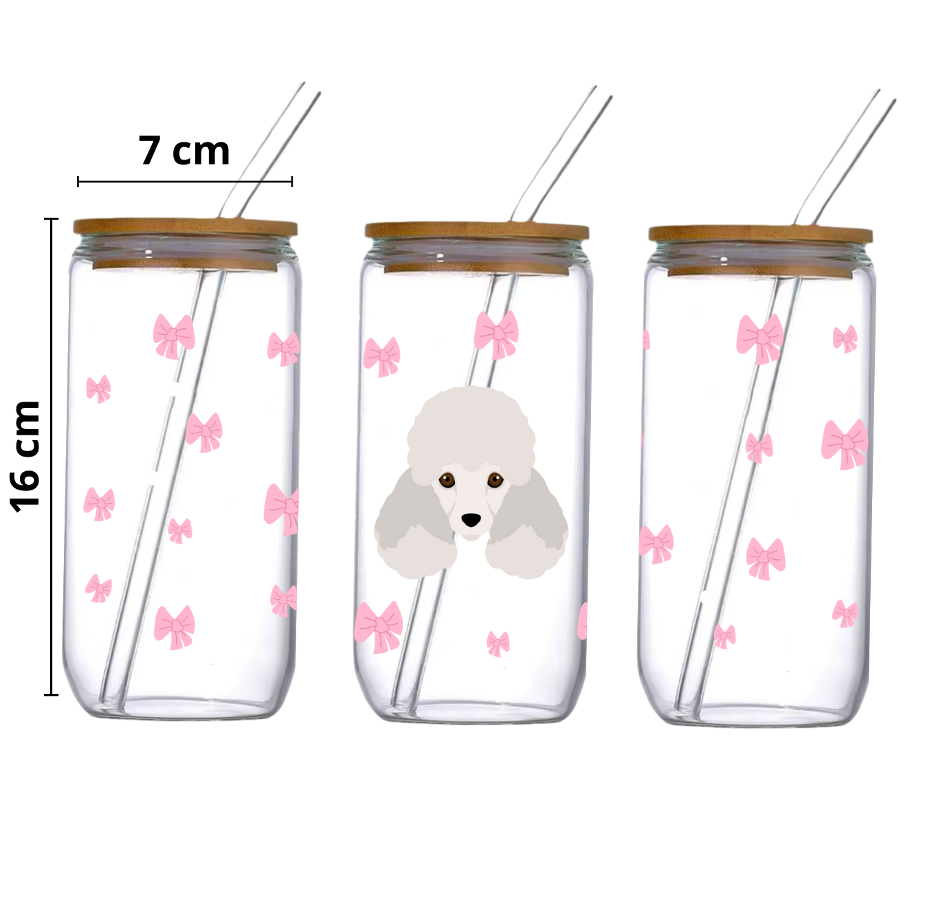 Verre 16 oz signé M.A - Caniche