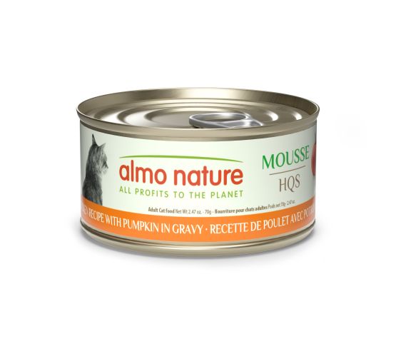 Almo Nature Hqs Natural Chat - Mousse, Recette De Poulet Avec Potiron En Sauce