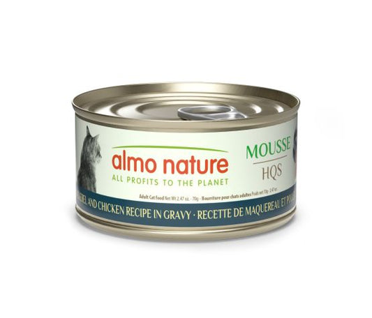 Almo Nature Hqs Natural Chat - Mousse, Recette De Maquereau Et Poulet En Sauce 70gr
