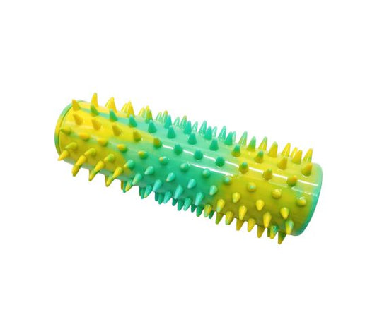 Jouet En Caoutchouc Pour Chien - Cylindre à Piques, Jaune Et Vert 18cm