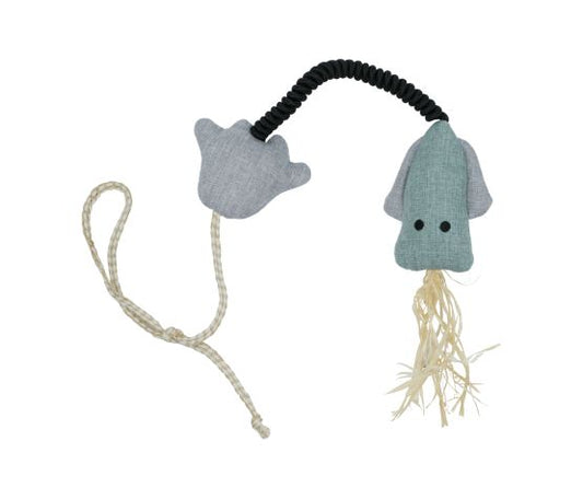 Jouet Pour Chat, Tissu Recyclé Et Herbe à Chat - Calmar élastique 61cm