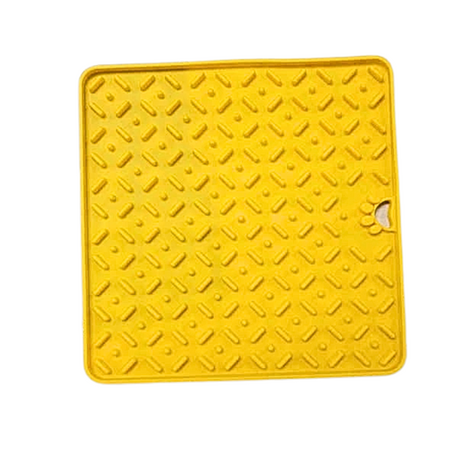 Tapis à lécher d'enrichissement - Carré Jaune