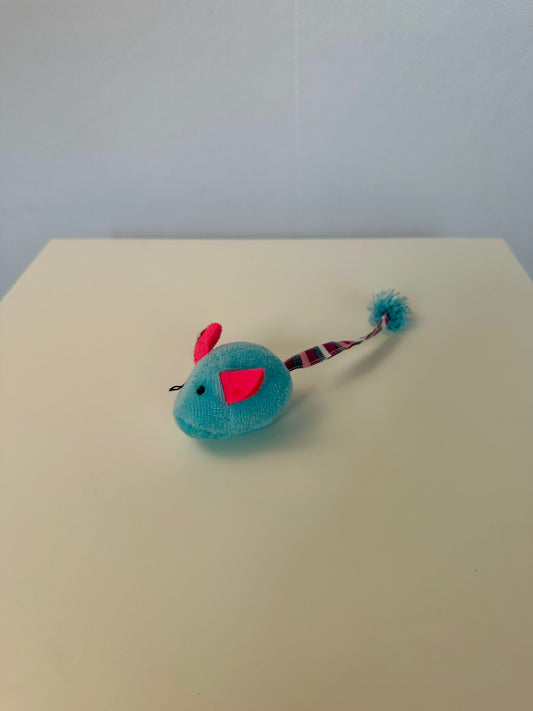 Peluche pour chat - Souris bleu et rose