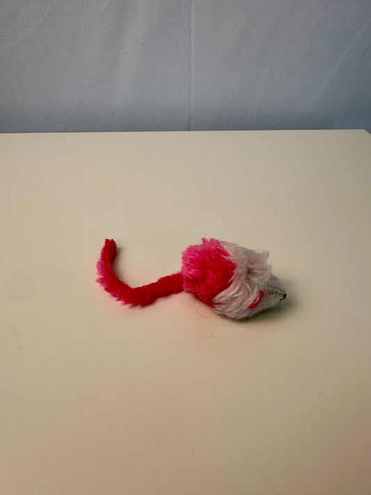 Peluche pour chat - Mini souris rose et blanche