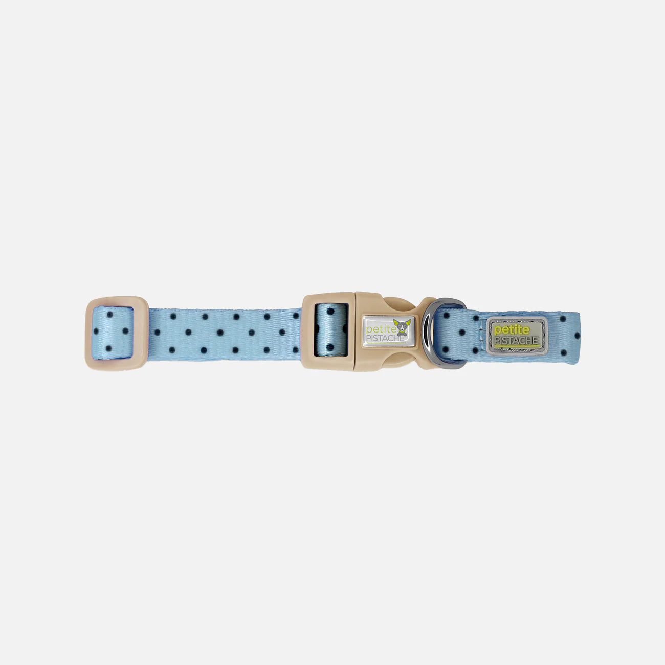 Petite Pistache, Collier Bleu Pour Petits Chiens À Pois