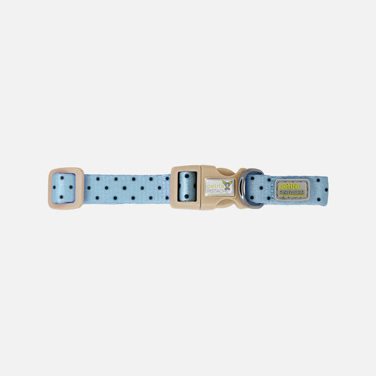 Petite Pistache, Collier Bleu Pour Petits Chiens À Pois