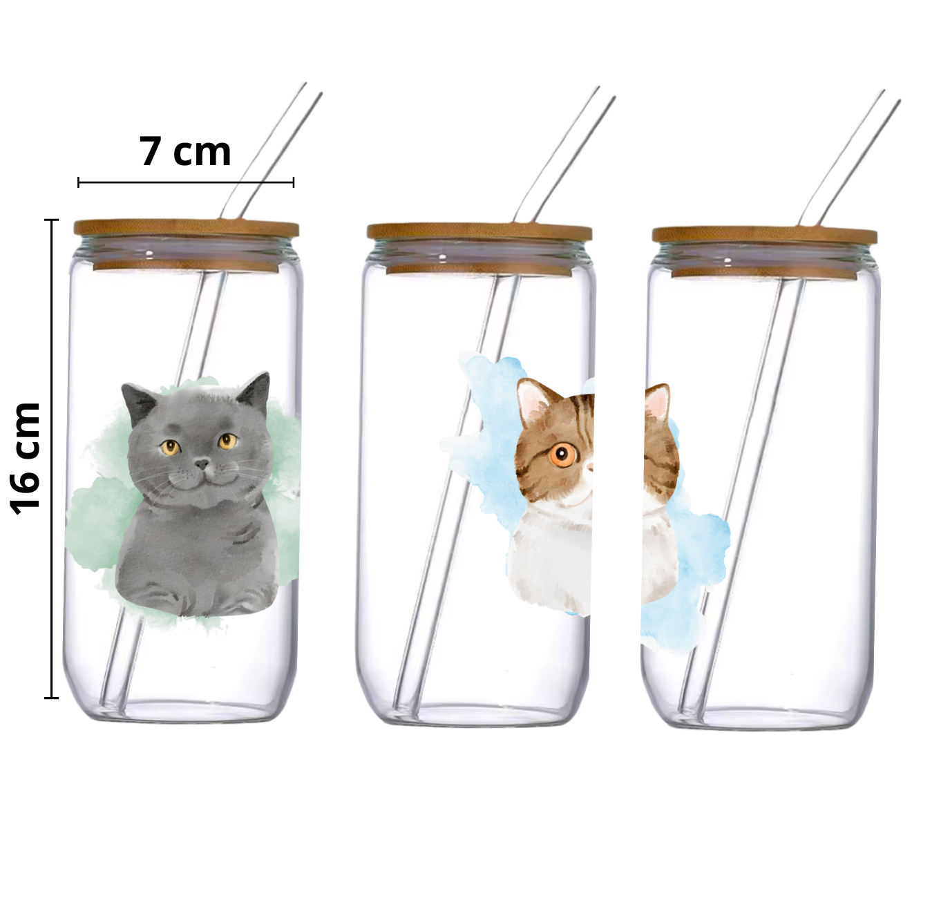 Verre 16 oz signé M.A - Duo de chat