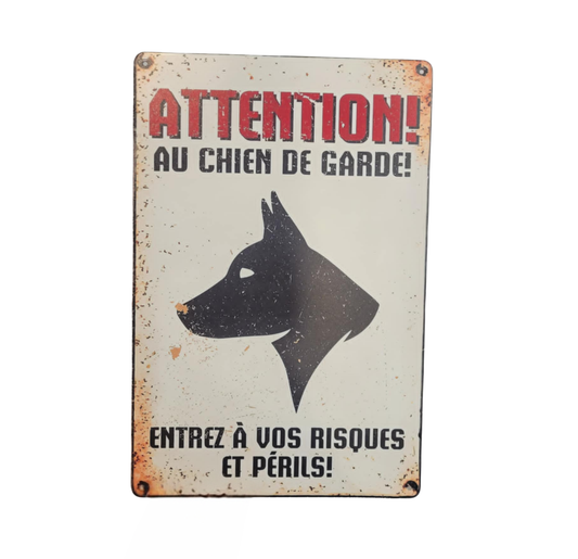 Pancarte métallique - Attention au chien