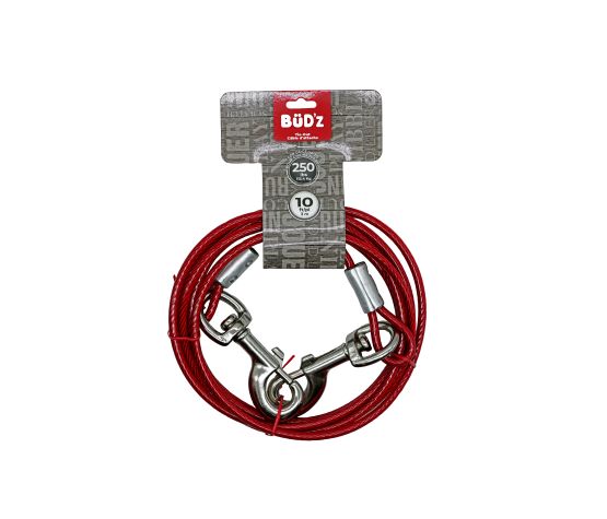 Bud'z Cable D'attache Rouge de 10 pieds - Maître Animalier