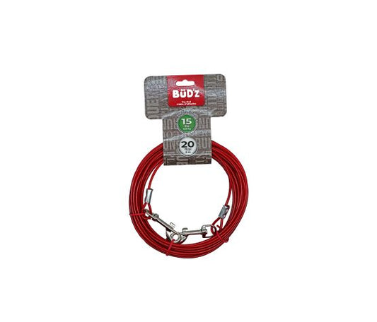 Bud'z Cable D'attache Rouge de 20 pieds - Maître Animalier