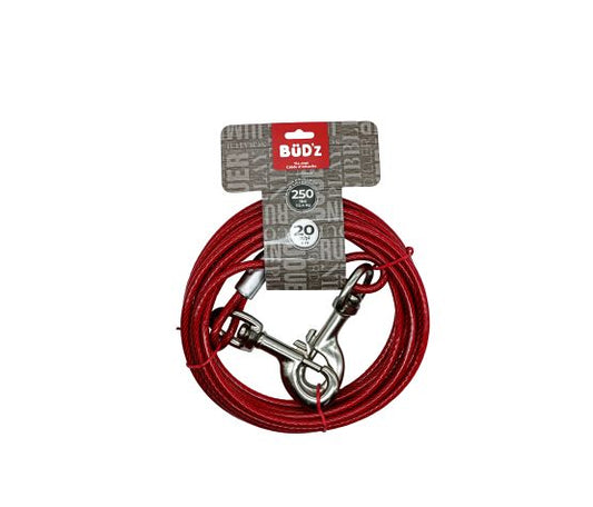 Bud'z Cable D'attache Rouge de 20 pieds - Maître Animalier