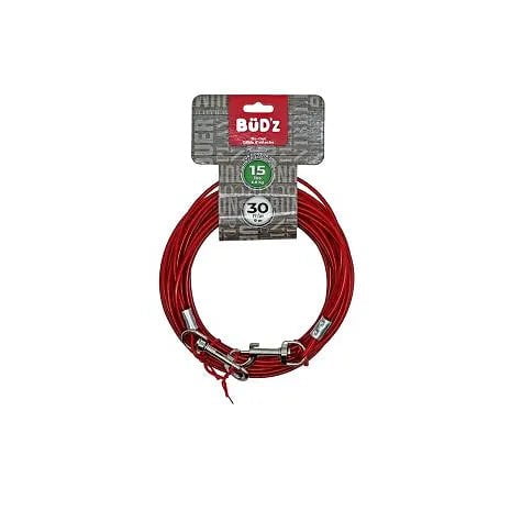 Bud'z Cable D'attache Rouge de 30 pieds - Maître Animalier