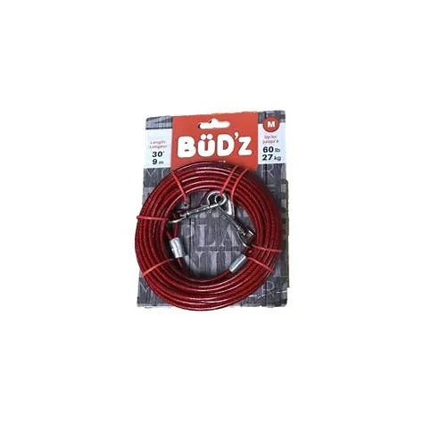Bud'z Cable D'attache Rouge de 30 pieds - Maître Animalier