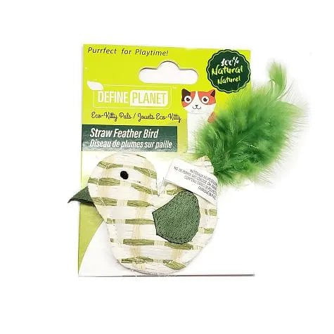 Define Planet Jouet Pour Chat, Oiseau De Plumes Sur Paille - Maître Animalier