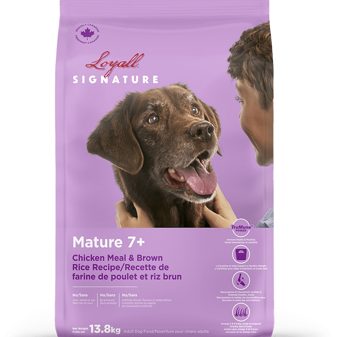 Nourriture loyall pour chien âgé 7+ farine de poulet et riz brun - Maître Animalier