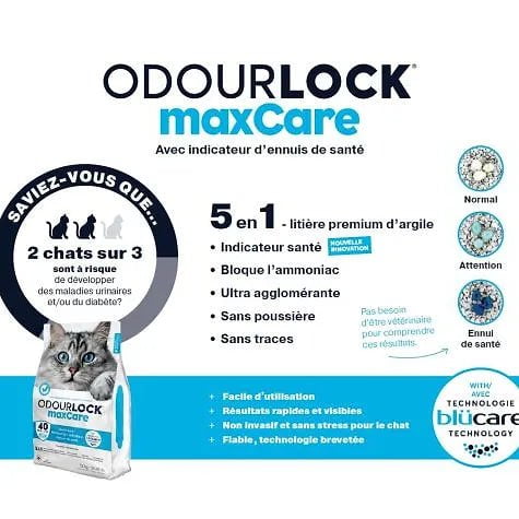 Odourlock Maxcare Litière Agglomérante Non Parfumée 12 Kg - Maître Animalier