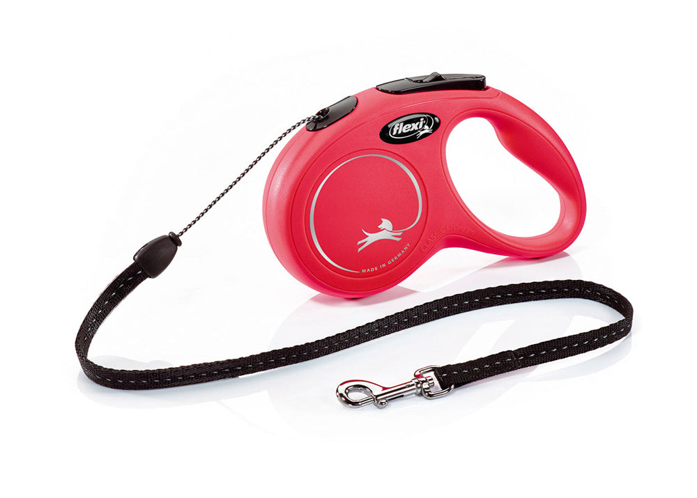 Laisse rétractable «Classic» noire en corde, 8m Jusqu'à 50kg - Large