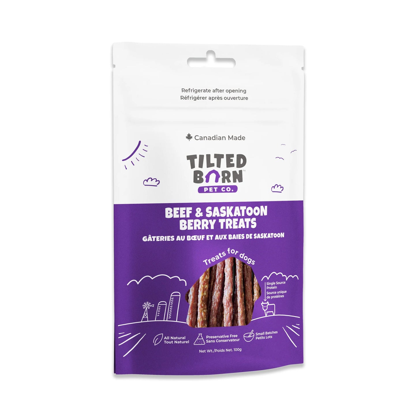 Tilted Barn Friandises au boeuf et baies de Saskatoon 100 g