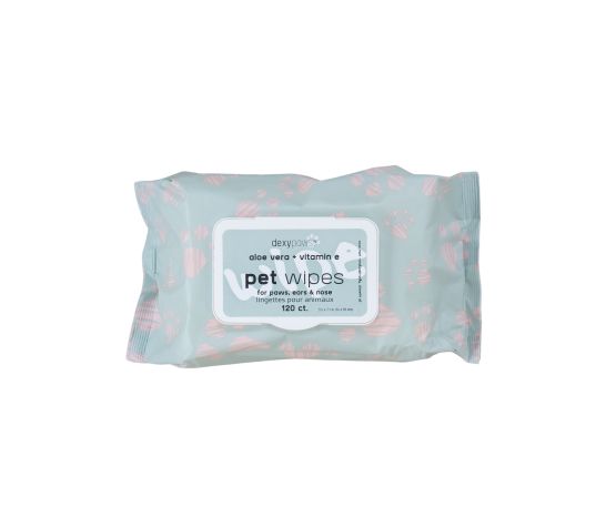 Dexypaws Lingettes Pour Animaux - Aloès & Vitamine E, Paquet De 120