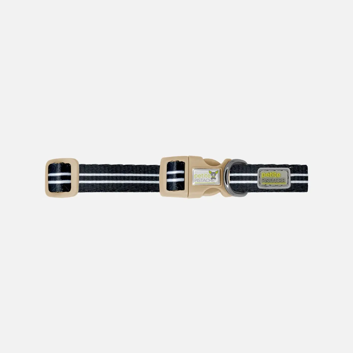 Petite Pistache, Collier noir avec lignes blanches