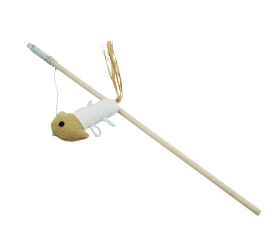 Bud'z Jouet Pour Chat - Canne à Pêche 40cm Et Méduse 19cm, Blanche