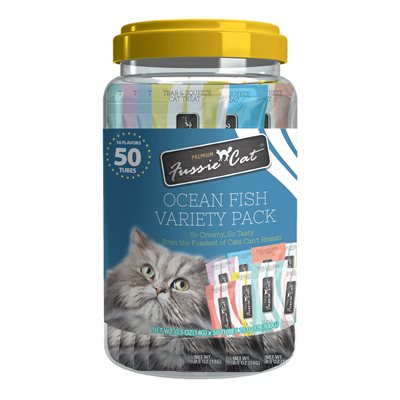 Fussie Cat Purée de Poisson de Mer Emballage Varié 10 Saveurs 50MCX