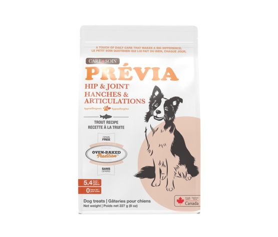 Obt Gâteries Pour Chien, Sans Grains / Prévia - Hanches & Articulations, Recette à La Truite 227g