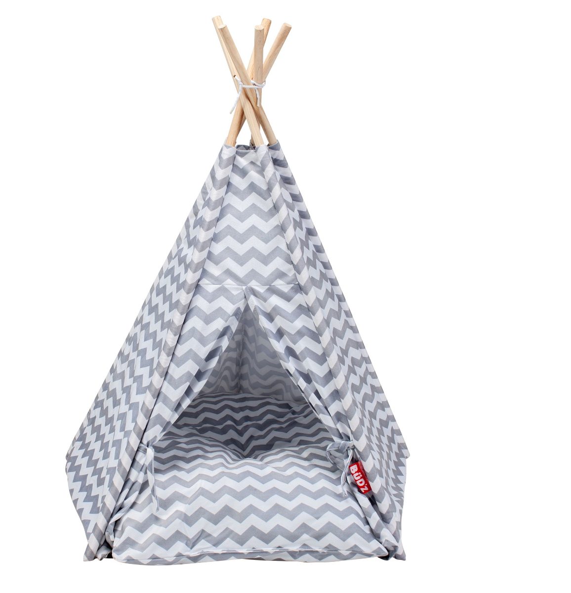 Bud'z Tente Style "tipi" à Chevrons Gris & Blancs 66x63.5cm