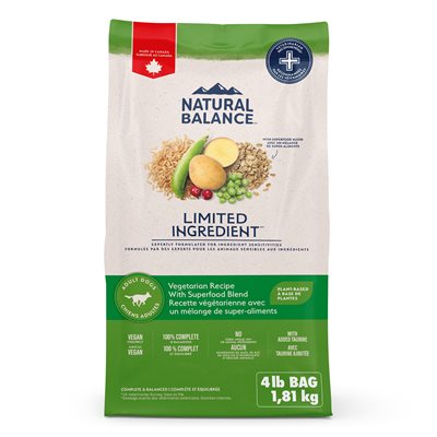 Natural Balance Ingrédients Limités Recette Végétarienne avec Superaliments