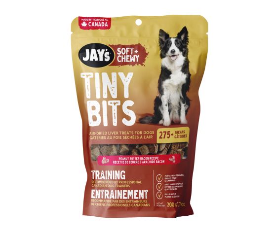 Jay's Tiny Bits, Gâteries D'entraînement Pour Chien, Beurre D'arachides Et Bacon 200gr