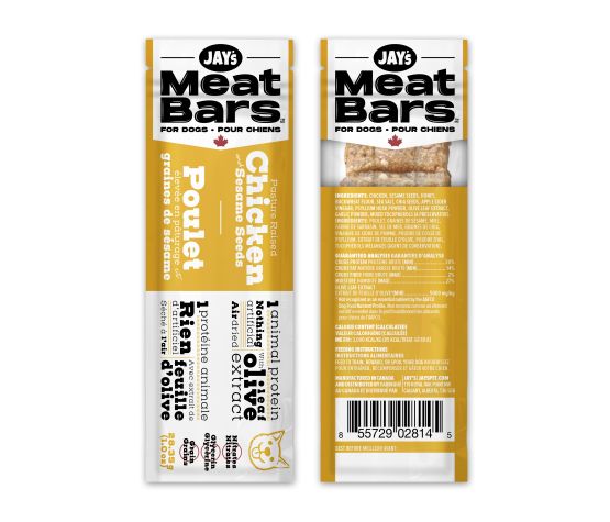 Jay's Meat Bars, Présentoir De Comptoir, Barres à La Viande, Poulet & Sésame 1oz
