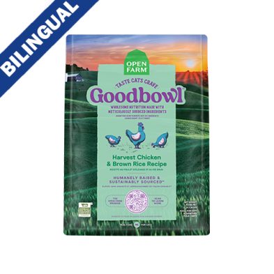  Open Farm® Goodbowl™ recette au poulet d'élevage et au riz brun, nourriture pour chats