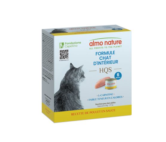 Almo Hqs Formule Chat D'intérieur - Recette De Poulet En Sauce 1 Boîtes De 6x50gr