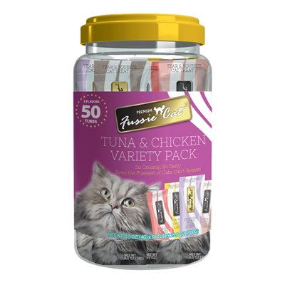 Fussie Cat Purée de Thon & Poulet Emballage Varié 5 Saveurs 50MCX