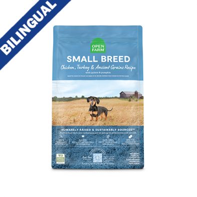 Croquettes Open Farm® pour chiens de petite race, saveur poulet et dinde, céréales anciennes