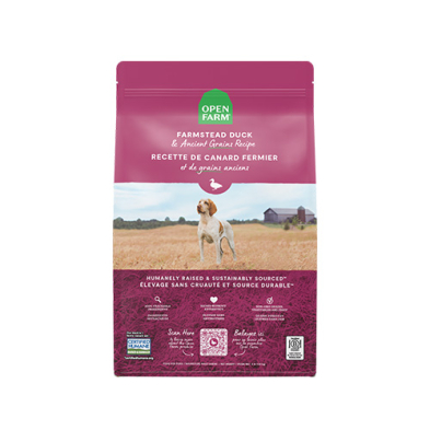 Open Farm® Recette de nourriture sèche pour chiens avec des grains anciens au canard fermier
