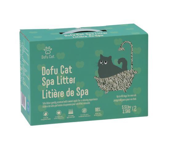 Dofu Cat Litière Agglomérante, Formule Spa, Tofu Au Parfum De Pomme Sucrée 2 x 2.5 Kg