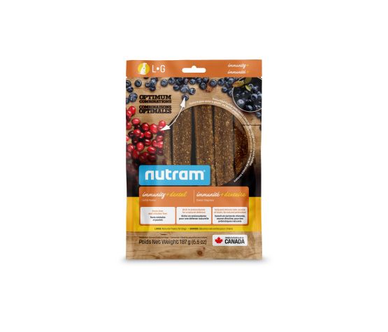 Nutram Combinaisons Optimales Immunité+ Dentaire, Gâteries Pour Chien, Agneau, Grand 187g