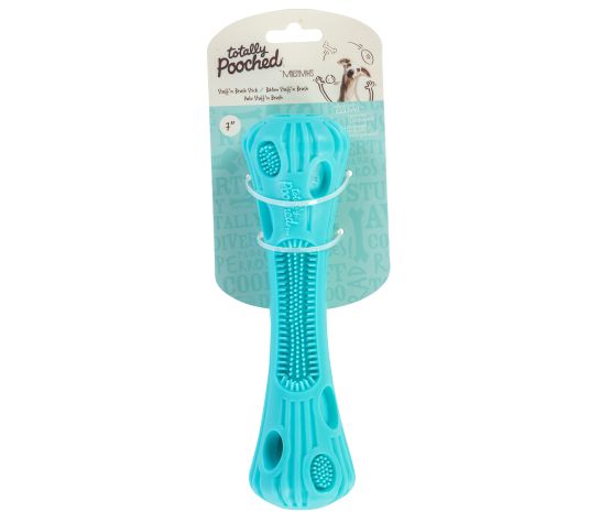 Messy Mutts "totally Pooched, Stuff 'n Brush" Jouet En Caoutchouc Pour Chien - Bâton Bleu